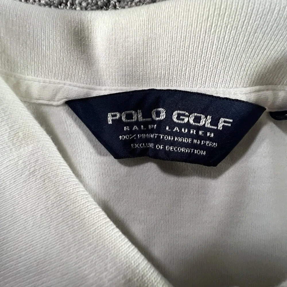 Polo Golf Ralph Lauren‎ Mens L Long Sleeve Polo Shirt White Crest Logo Classic
